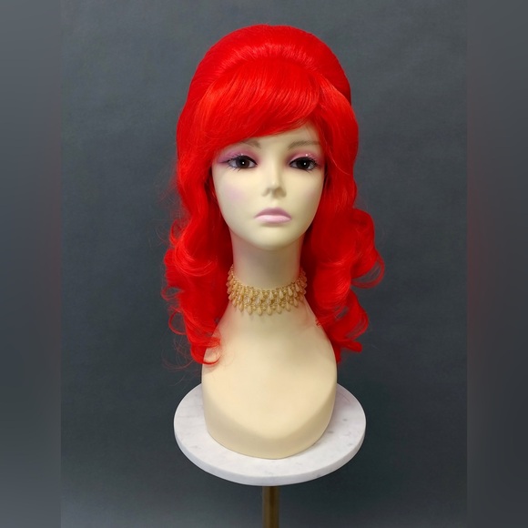 Red retro 60s beehive wig